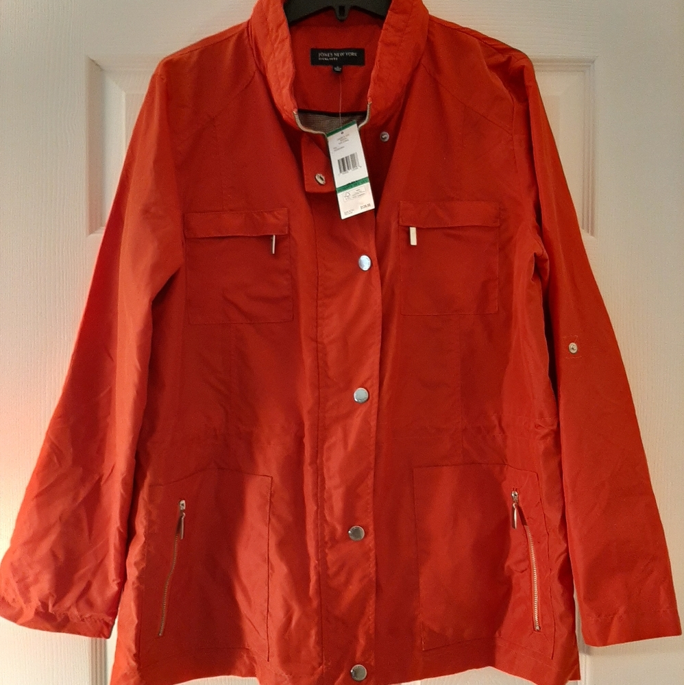 Jones New York Rain Jacket Raincoat L NWT